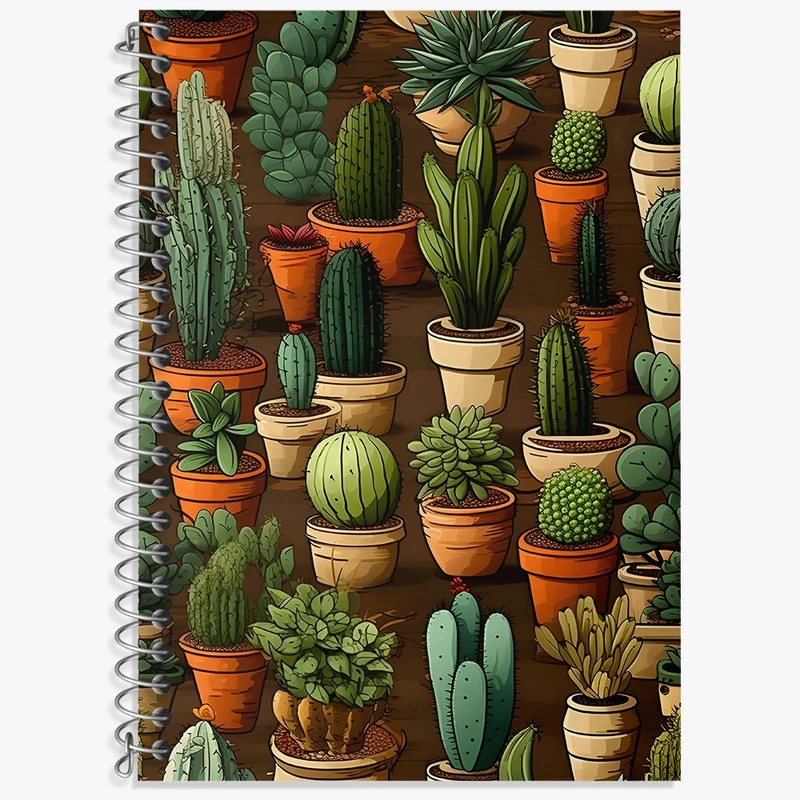 دفتر زبان 50 برگ خندالو مدل سه خط طرح کاکتوس کد F3673