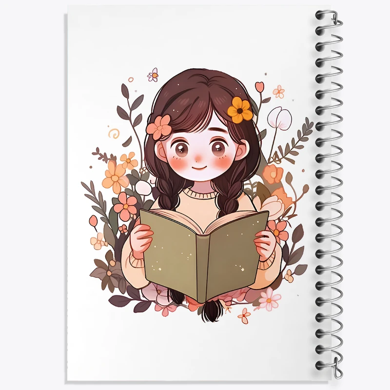 دفتر مشق 50 برگ خندالو طرح دختر کتاب خوان کد F4287