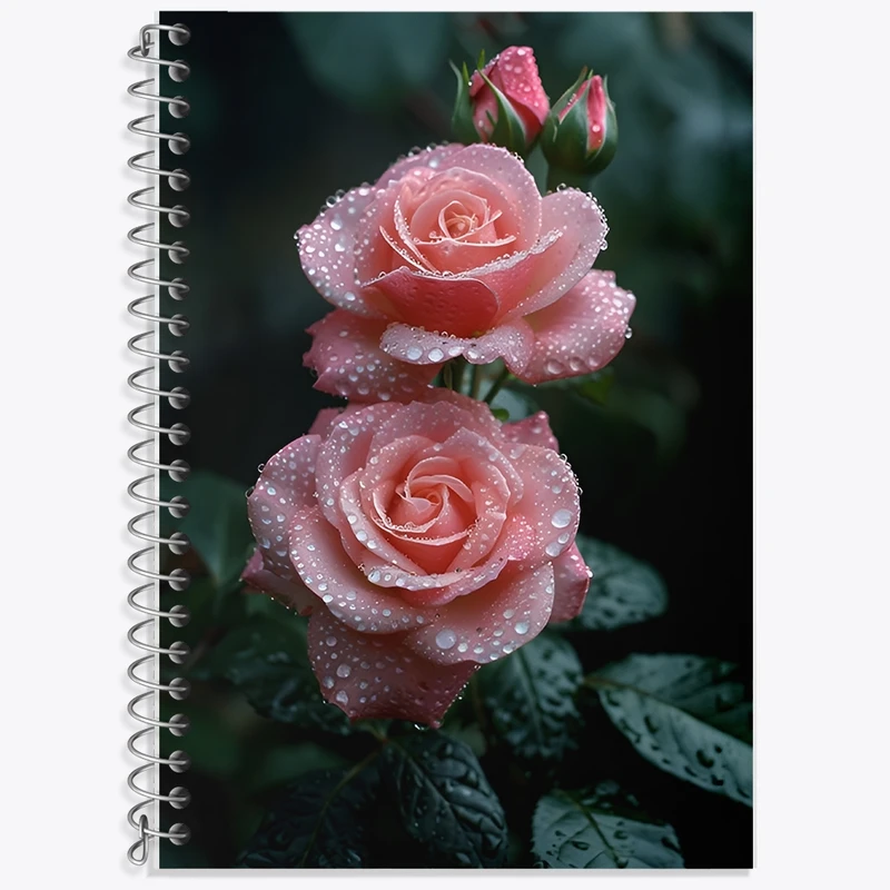 دفتر لغت 50 برگ خندالو طرح گل رز صورتی کد F12580