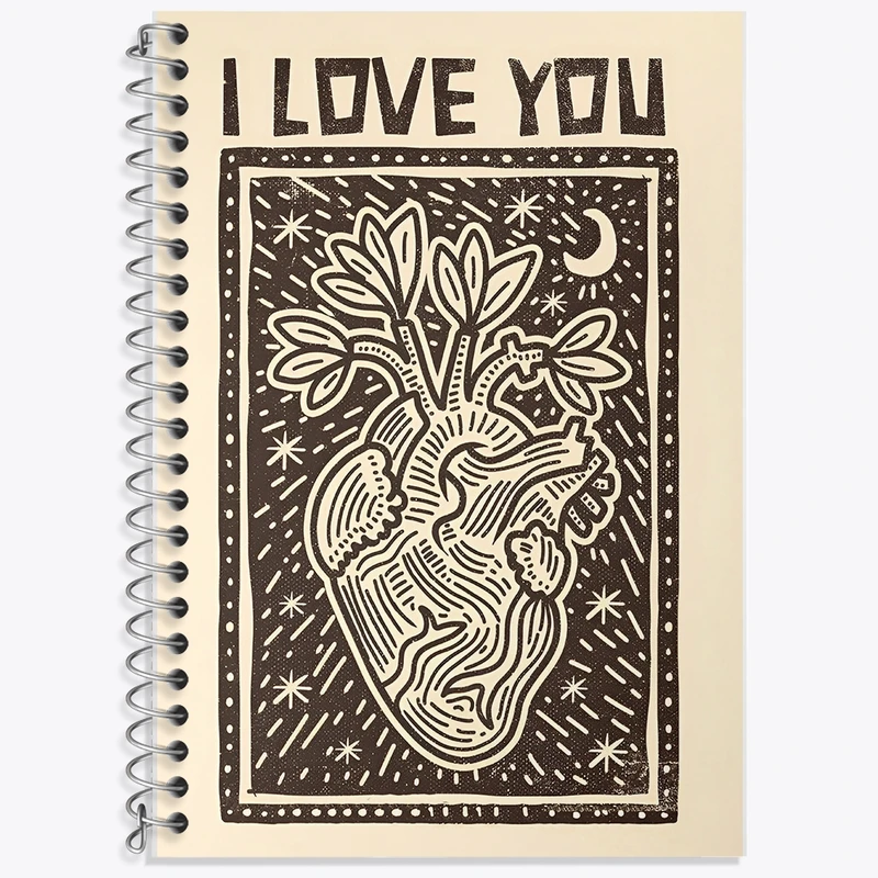 دفتر زبان 50 برگ خندالو مدل سه خط طرح I Love You کد F10120
