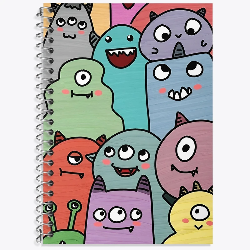 دفتر زبان 50 برگ خندالو مدل سه خط طرح هیولاهای بامزه کد N6790