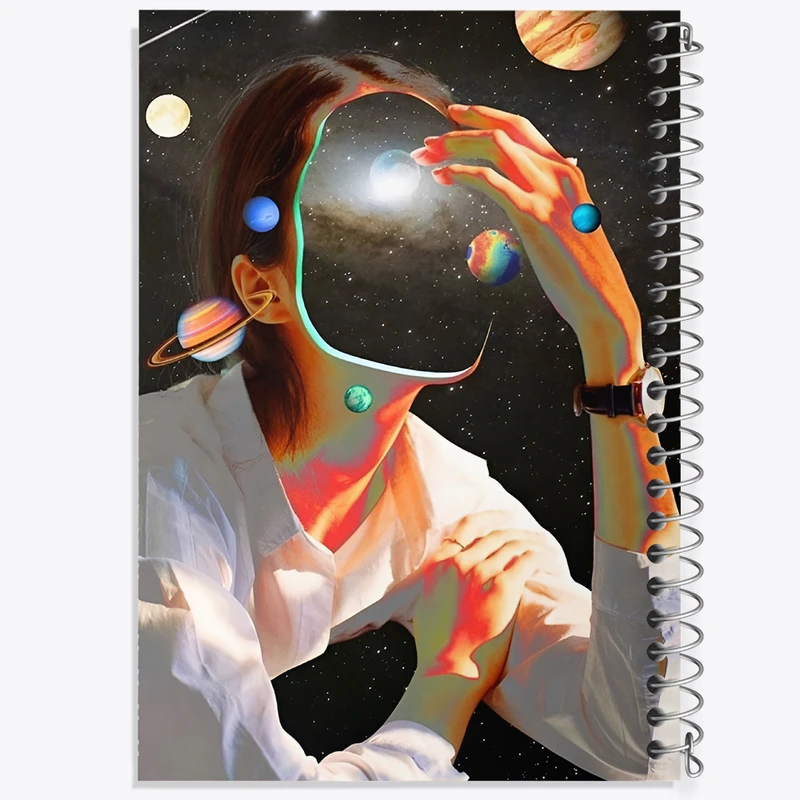 دفتر مشق 50 برگ خندالو طرح پرتره و کهکشان کد F11080