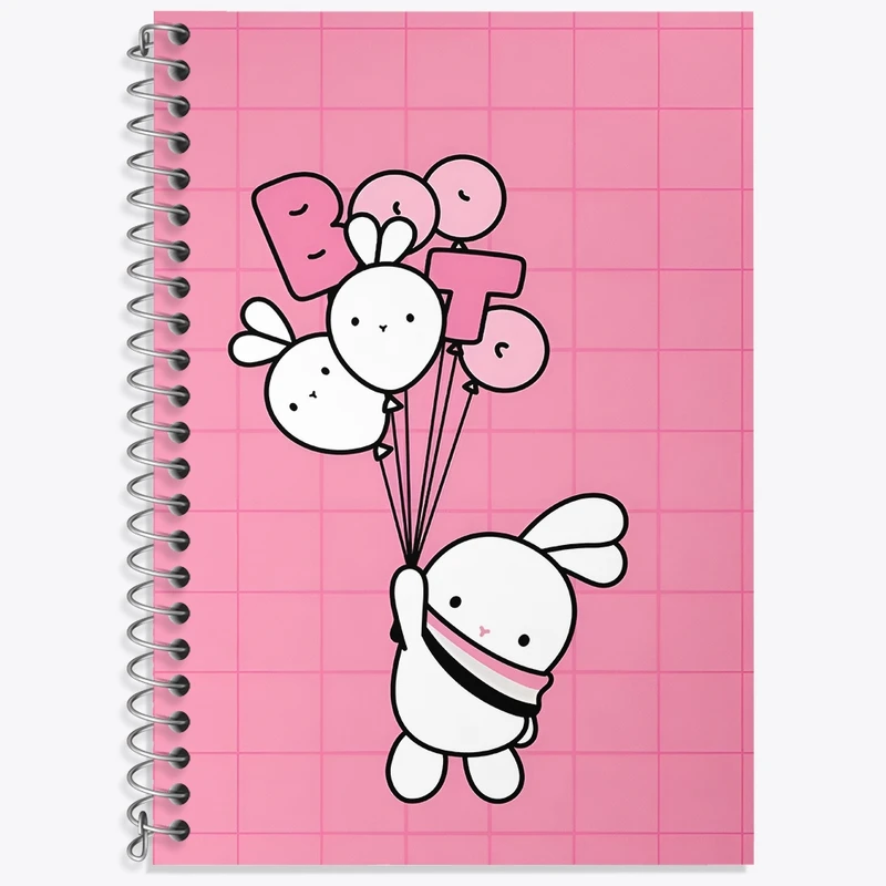 دفتر زبان 50 برگ خندالو مدل سه خط طرح خرگوش بامزه کد N6834