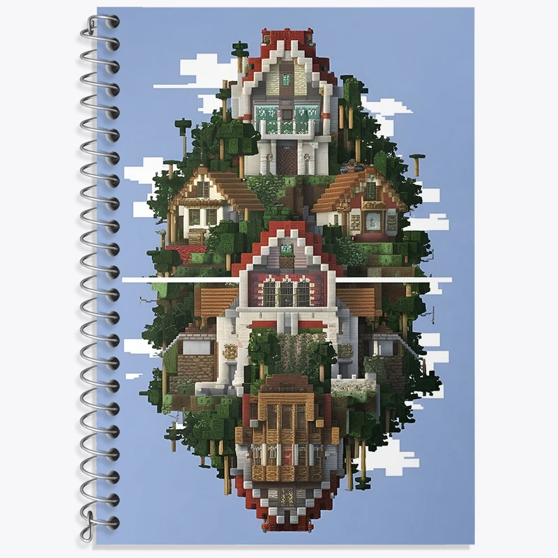 دفتر زبان 50 برگ خندالو مدل سه خط طرح ماینکرافت (Minecraft) کد F3524