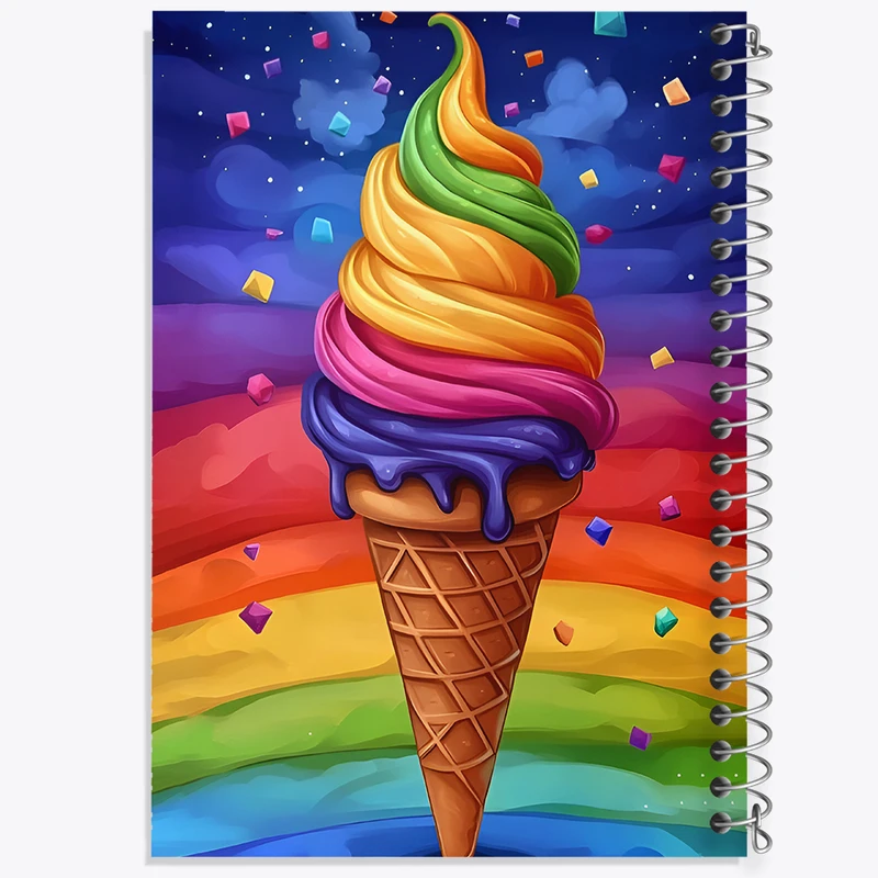 دفتر مشق 100 برگ خندالو طرح بستنی رنگی رنگی کد F9849