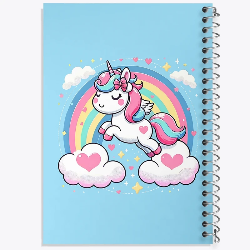 دفتر طراحی 50 برگ خندالو طرح اسب تک شاخ کیوت کد N4627