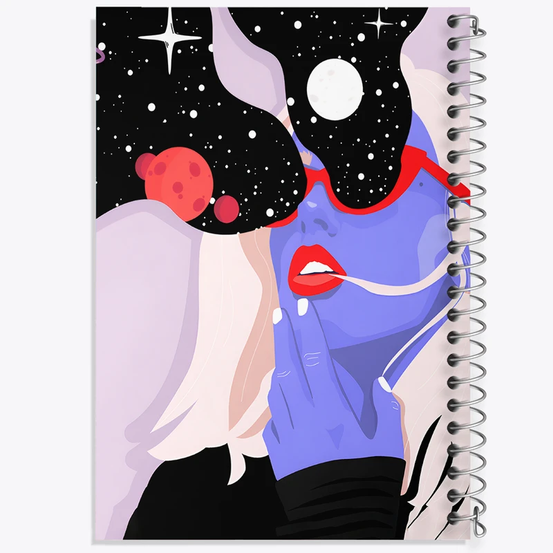 دفتر مشق 100 برگ خندالو طرح دخترانه ی کهکشانی کد F4269