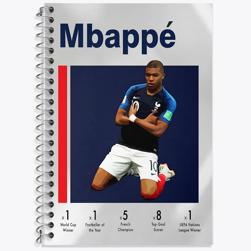 دفتر زبان 50 برگ خندالو مدل دو خط طرح کیلیان امباپه کد F13877