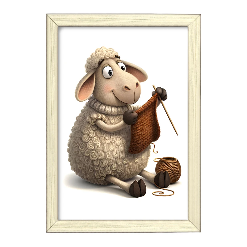 تابلو خندالو طرح گوسفند بافنده کد F8036
