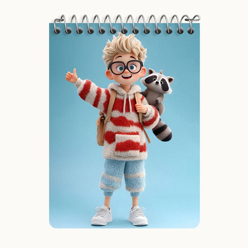 دفتر یادداشت 50 برگ خندالو طرح پسرانه کیوت کد N9409