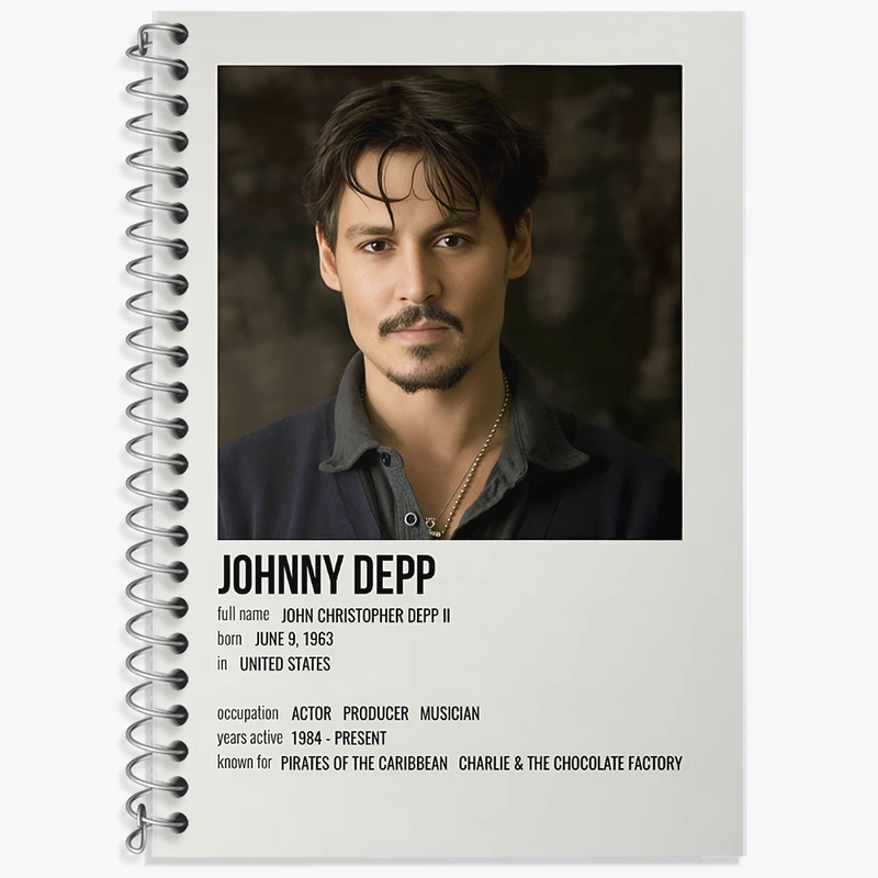 دفتر زبان 50 برگ خندالو مدل سه خط طرح جانی دپ (Johnny Depp) کد F13376