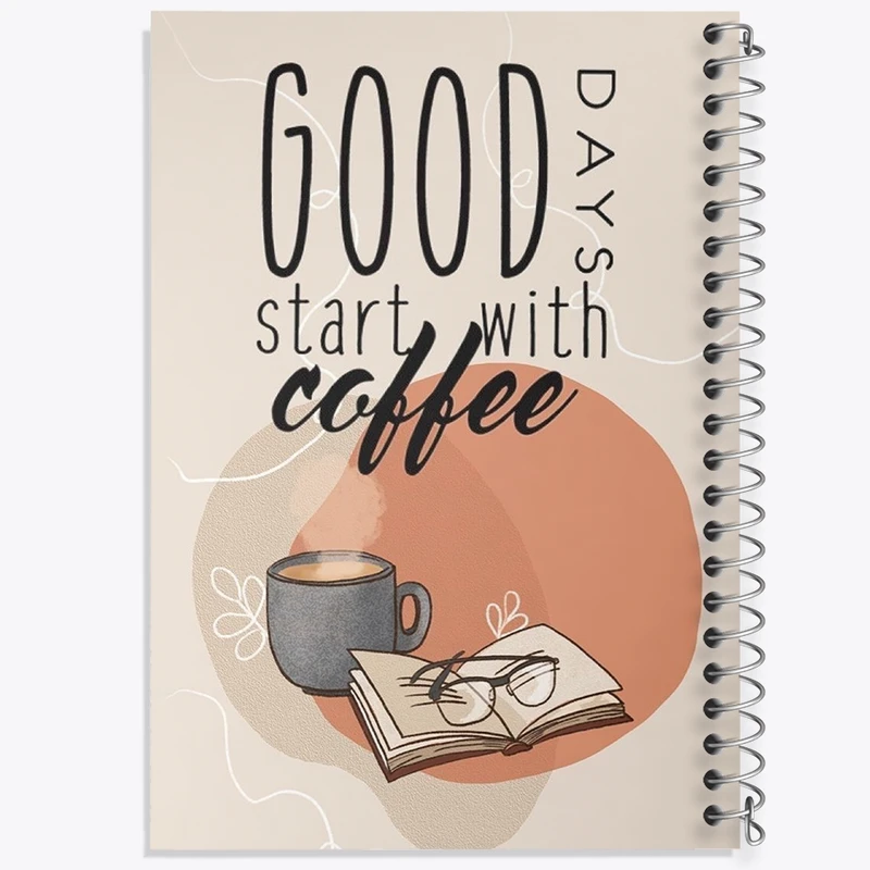 دفتر ژورنال نویسی 50 برگ خندالو مدل نقطه ای طرح Good Days Start With Coffee کد F11042