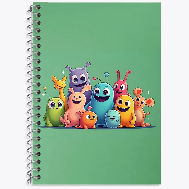 دفتر زبان 50 برگ خندالو مدل سه خط طرح هیولاهای بامزه کد F3631