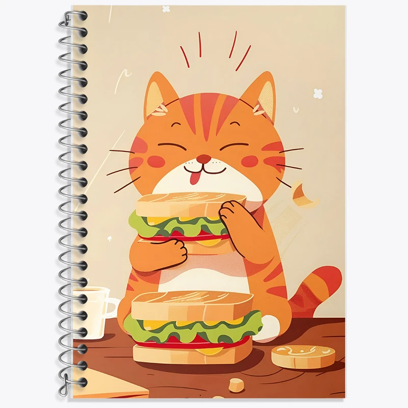 دفتر زبان 50 برگ خندالو مدل دو خط طرح گربه ی شکمو کد F10071