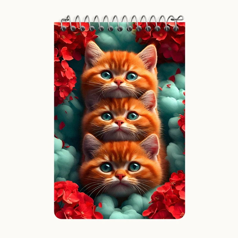دفتر یادداشت 50 برگ خندالو طرح گربه های حنایی کد F9892