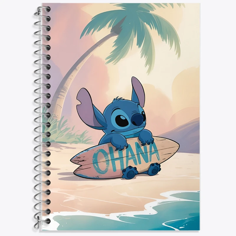 دفتر زبان 50 برگ خندالو مدل سه خط طرح استیچ (Stitch) کد F14395