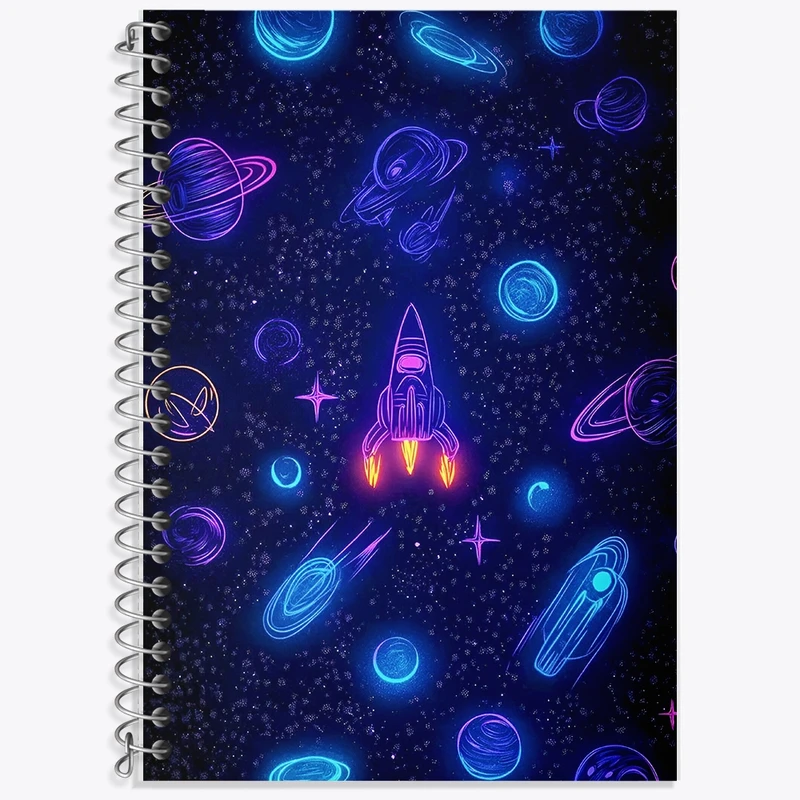 دفتر زبان 50 برگ خندالو مدل سه خط طرح فضایی کد F10109