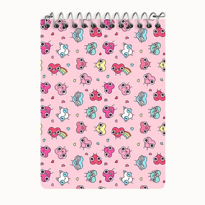 دفتر یادداشت 50 برگ خندالو طرح پترن قلبی کد N8302