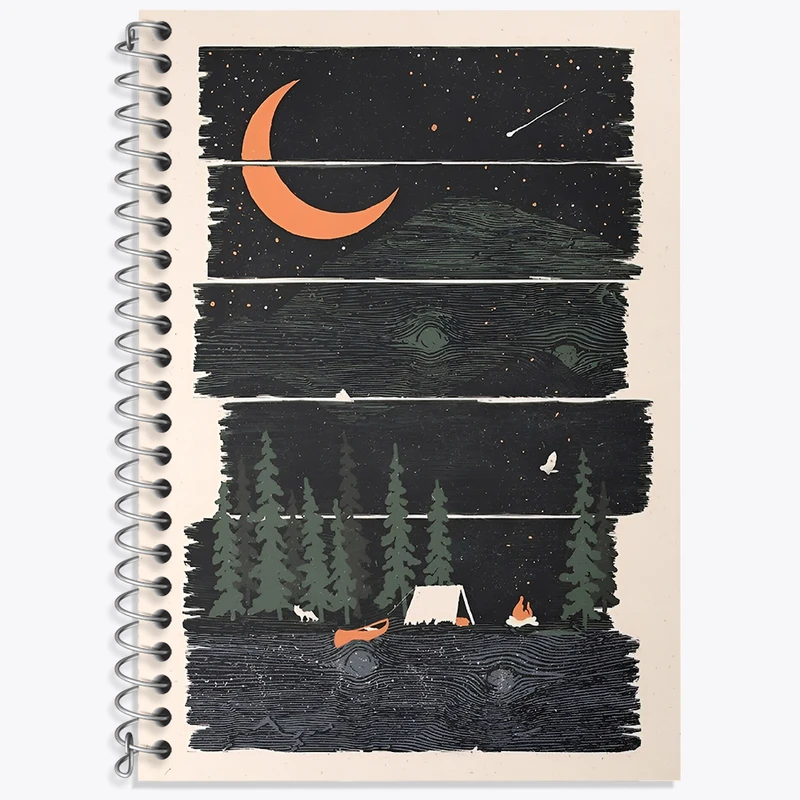 دفتر زبان 50 برگ خندالو مدل دو خط طرح کمپ شبانه کد N6425