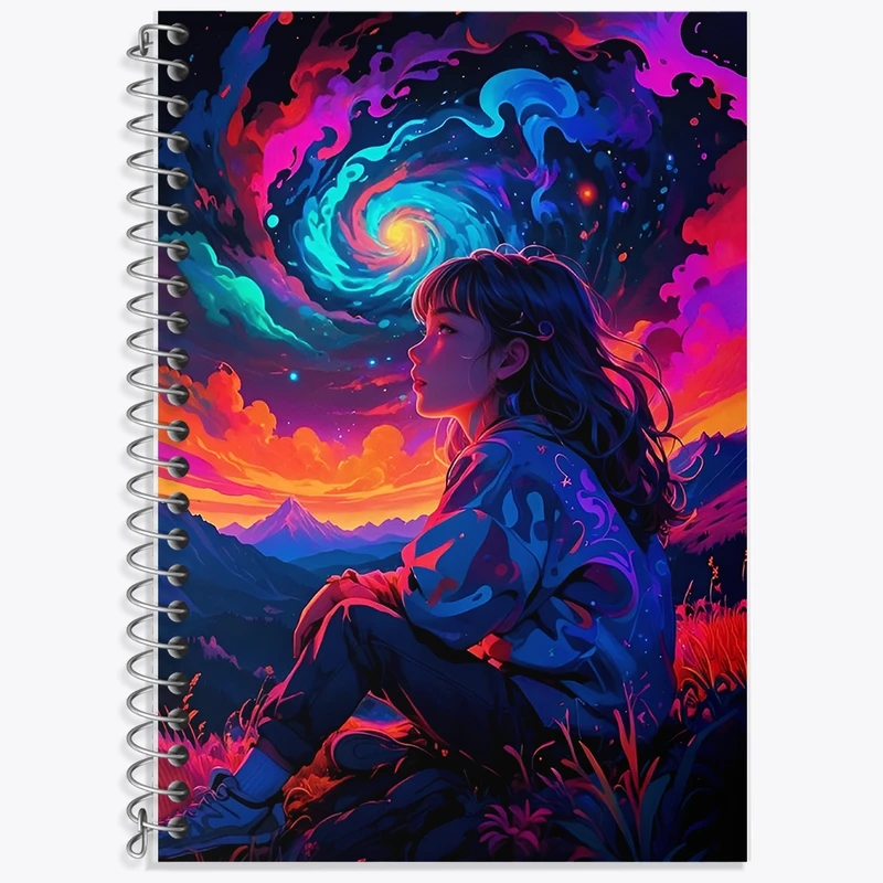 دفتر زبان 50 برگ خندالو مدل سه خط طرح دختر و آسمان کد F11840