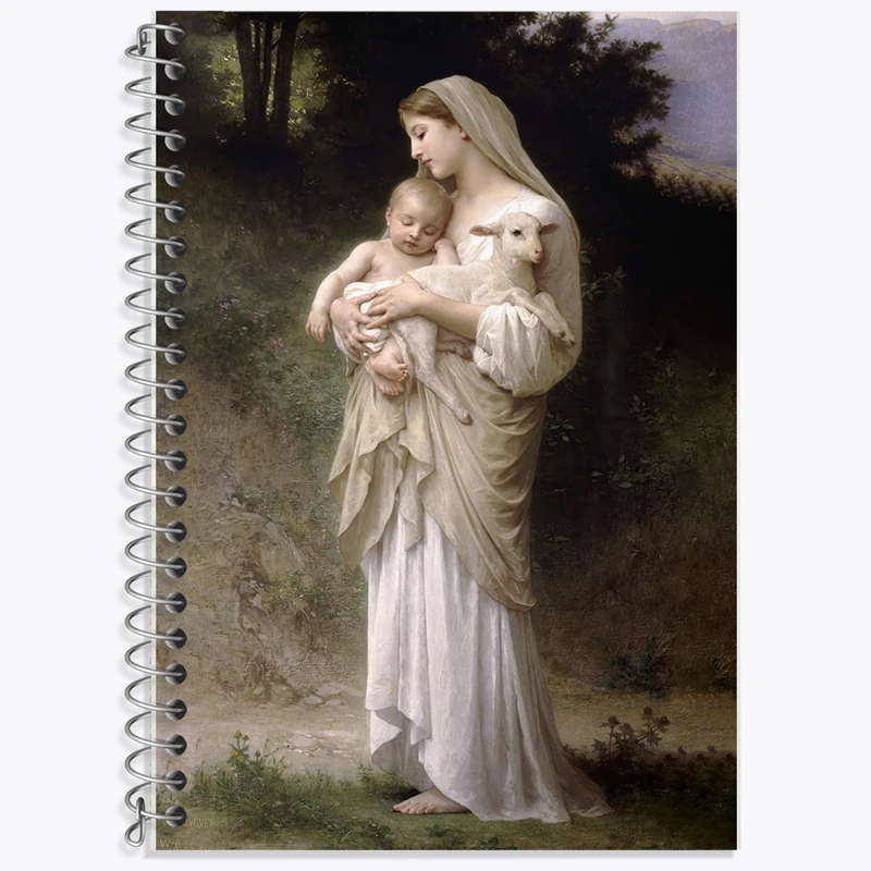 دفتر زبان 50 برگ خندالو مدل سه خط طرح نقاشی بی گناهی اثر ویلیام بوگرو کد F12502