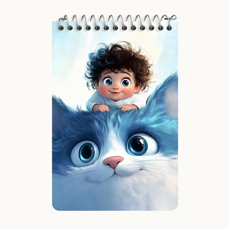 دفتر یادداشت 50 برگ خندالو طرح گربه و پسر کیوت کد F5985