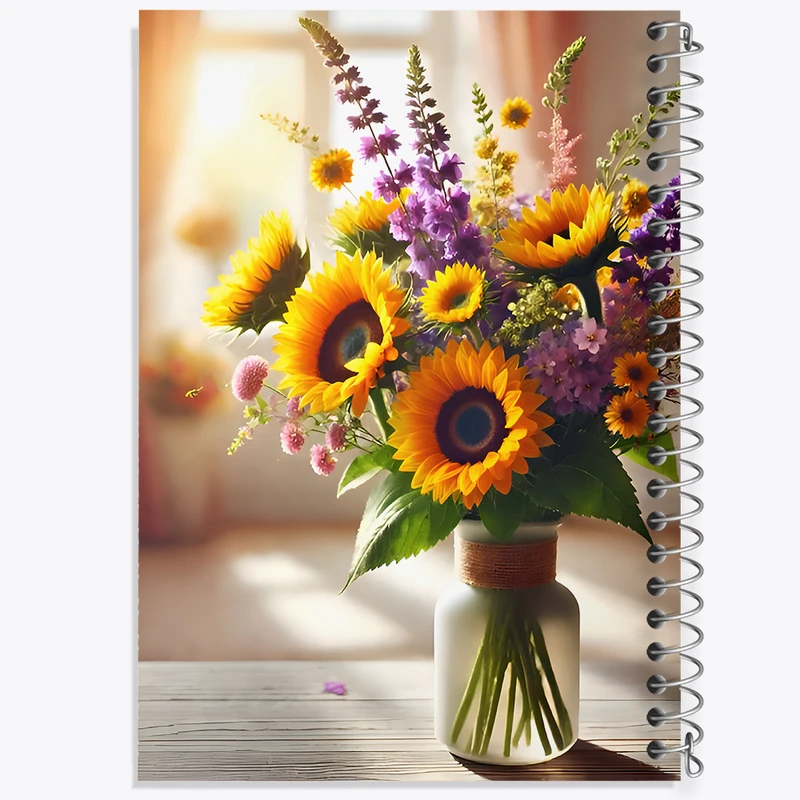 دفتر مشق 50 برگ خندالو طرح گل آفتابگردان کد F9978