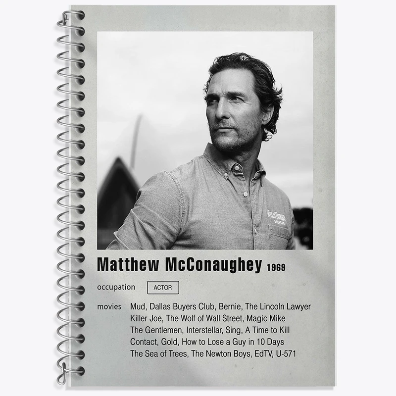 دفتر زبان 50 برگ خندالو مدل سه خط طرح متیو مک کانهی (Matthew McConaughey) کد F11197