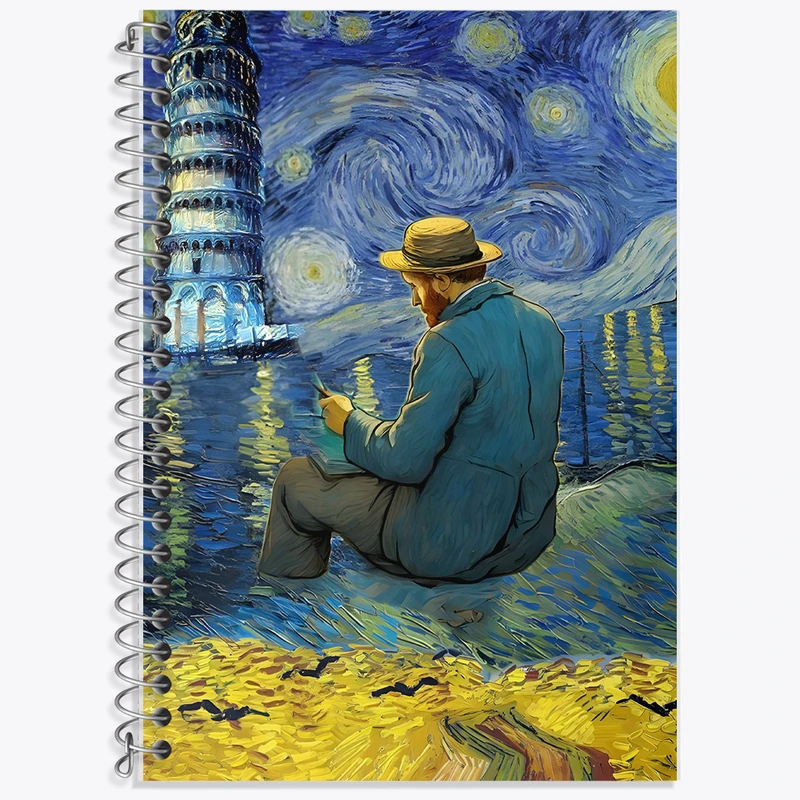 دفتر نت موسیقی 50 برگ خندالو طرح ونسان ونگوگ کد F8783