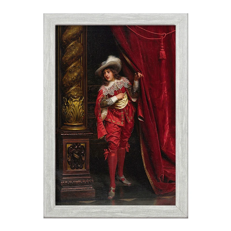 تابلو خندالو طرح نقاشی شوالیه ‌ای با لباس قرمز اثر فردریک سولاکروا کد F12137