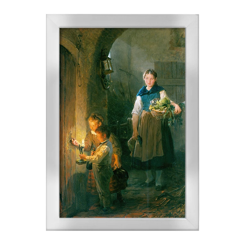 تابلو خندالو طرح نقاشی خدمتکار آشپزخانه با کودکان اثر فلیکس شلزینگر کد F12310