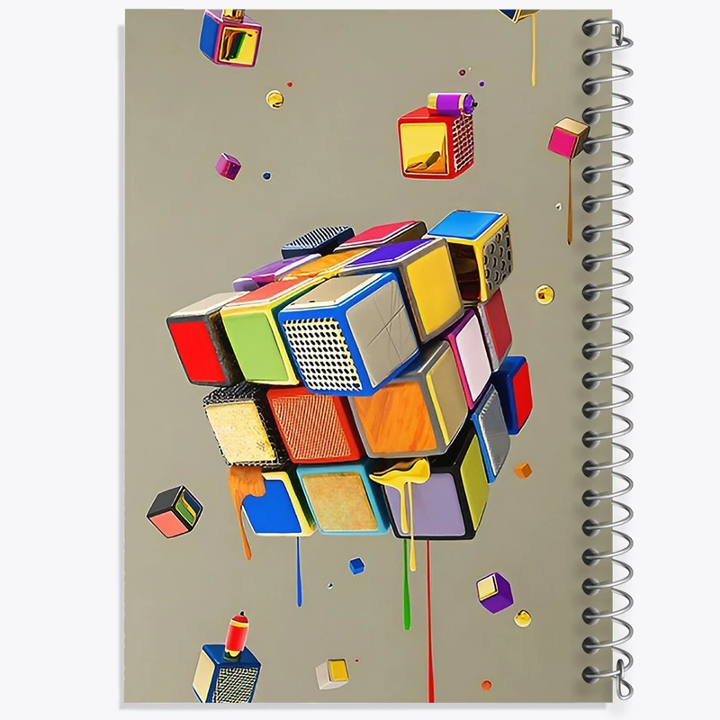 دفتر طراحی 50 برگ خندالو طرح مکعب روبیک کد N6961