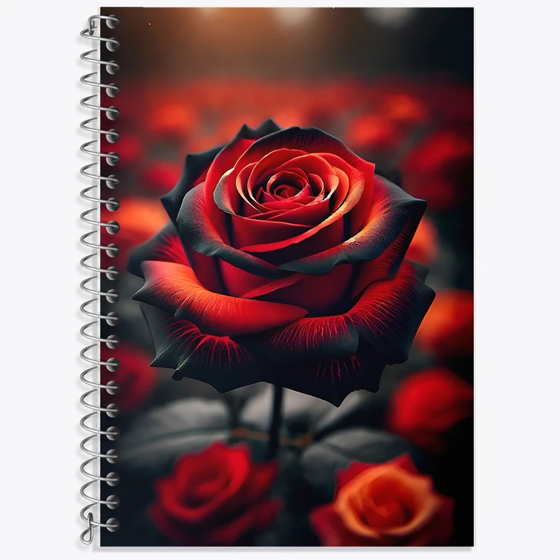 دفتر زبان 50 برگ خندالو مدل سه خط طرح گل رز کد F11615