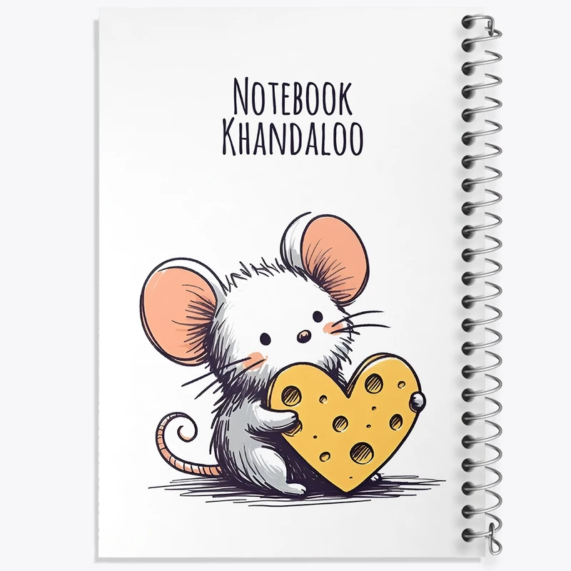 دفتر ژورنال نویسی 50 برگ خندالو مدل نقطه ای طرح موش و پنیر کد N7244