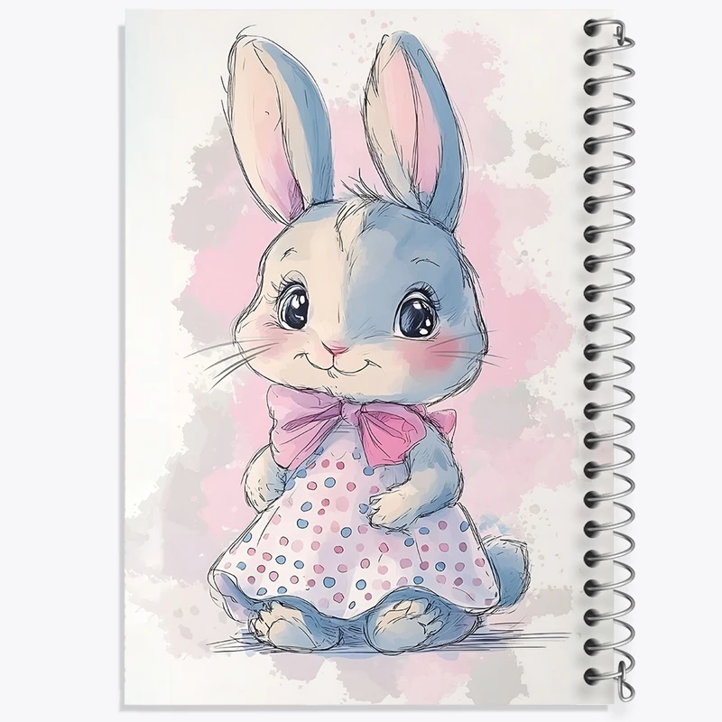 دفتر ژورنال نویسی 50 برگ خندالو مدل نقطه ای طرح خرگوش بامزه کد N6853