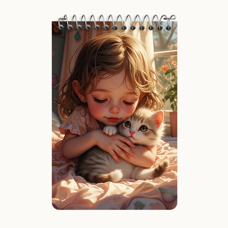 دفتر یادداشت 50 برگ خندالو طرح دختر و گربه کد F6675