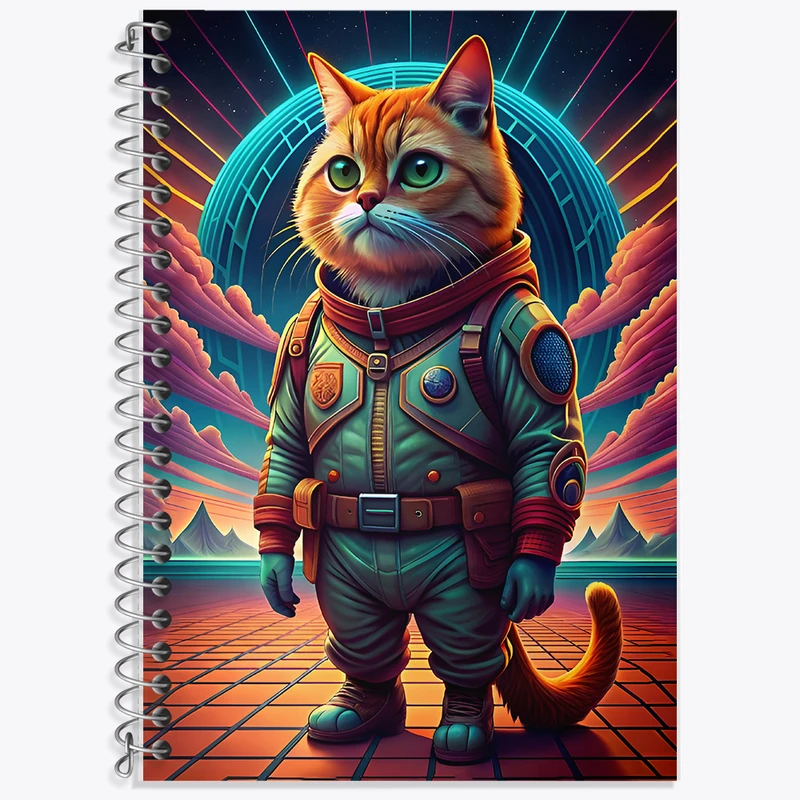 دفتر زبان 50 برگ خندالو مدل دو خط طرح گربه فضانورد کد F12774