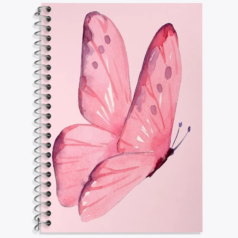 دفتر زبان 50 برگ خندالو مدل سه خط طرح پروانه صورتی کد F3855