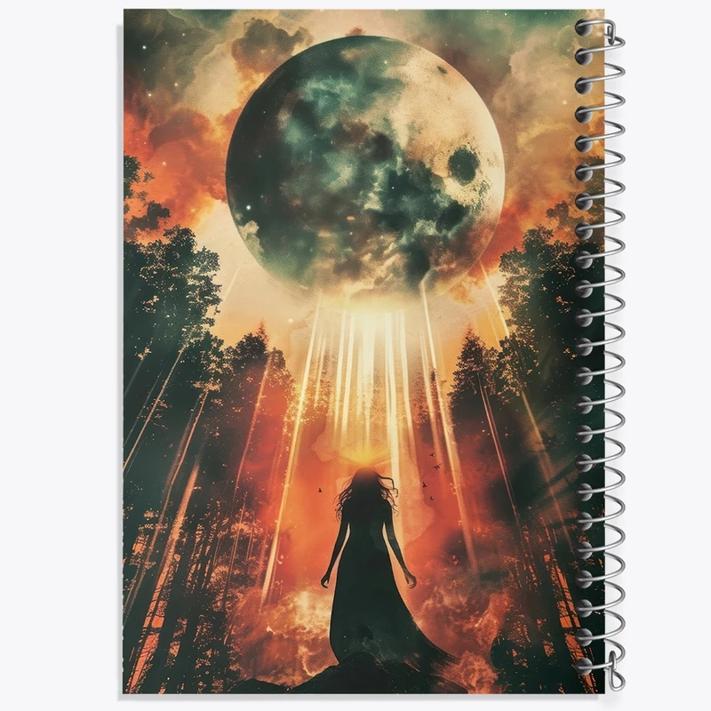 دفتر ژورنال نویسی 50 برگ خندالو مدل نقطه ای طرح دختر و کهکشان کد F3058