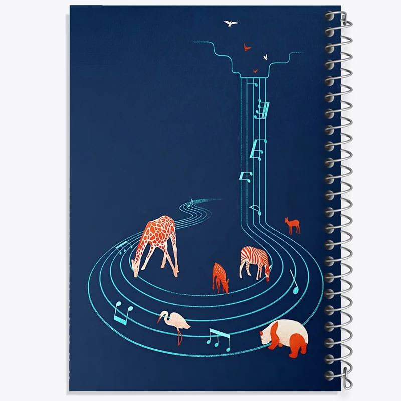 دفتر لیست خرید 50 برگ خندالو طرح حیوانات و نت موسیقی کد F8835