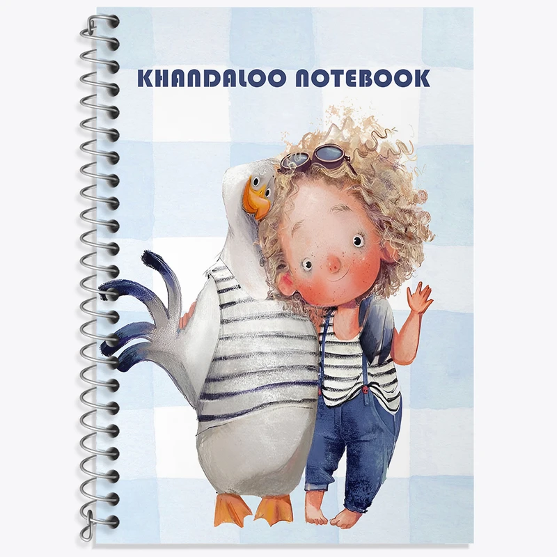 دفتر زبان 50 برگ خندالو مدل دو خط طرح پسر و مرغ دریایی کد N6162