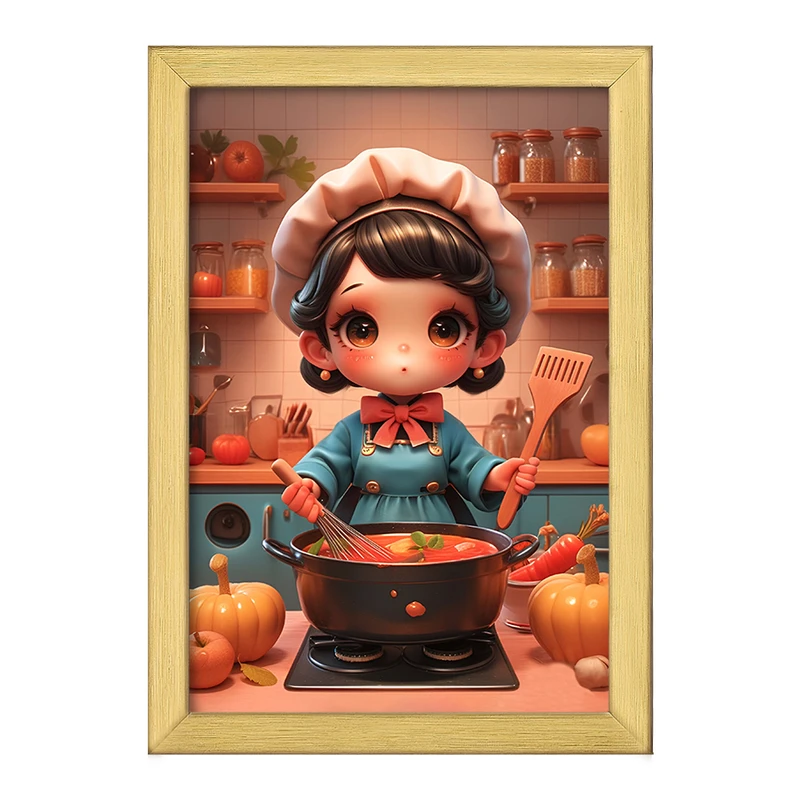 تابلو خندالو طرح دختر آشپز کد F9554