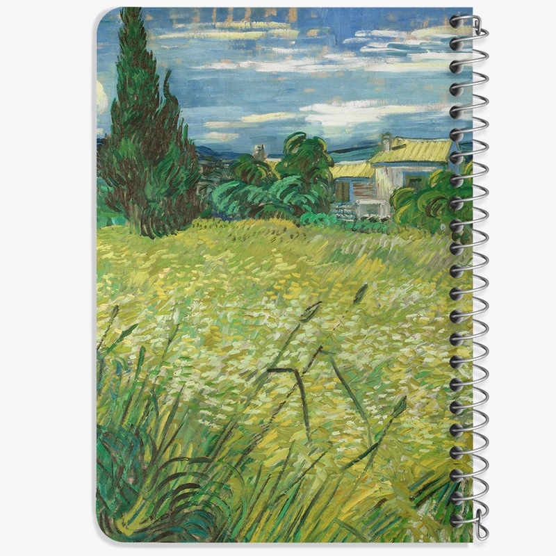 دفتر یادداشت 50 برگ خندالو طرح گندم زار سبز با سرو ونسان ونگوگ (Van Gogh) کد 36797