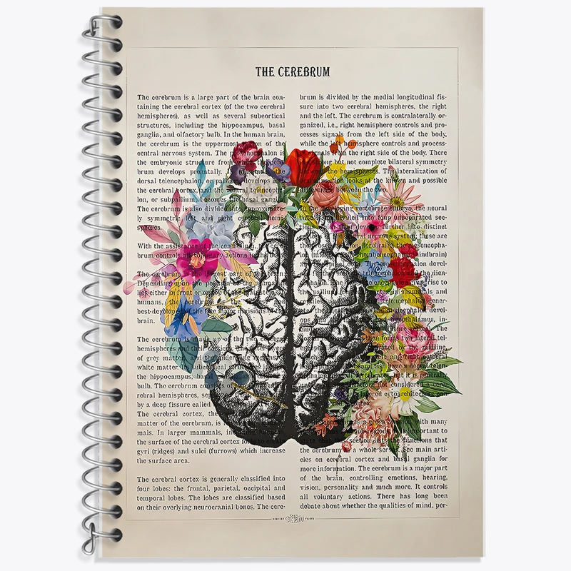 دفتر زبان 50 برگ خندالو مدل دو خط طرح مغز (Brain) کد F14045