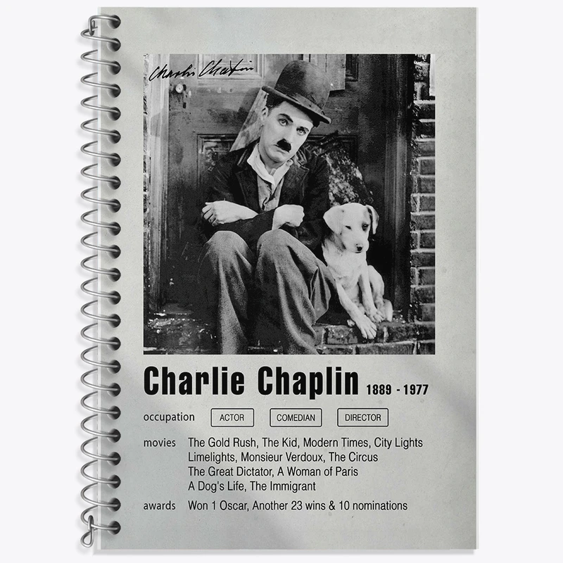 دفتر زبان 50 برگ خندالو مدل دو خط طرح چارلی چاپلین (Charles Chaplin) کد F11199