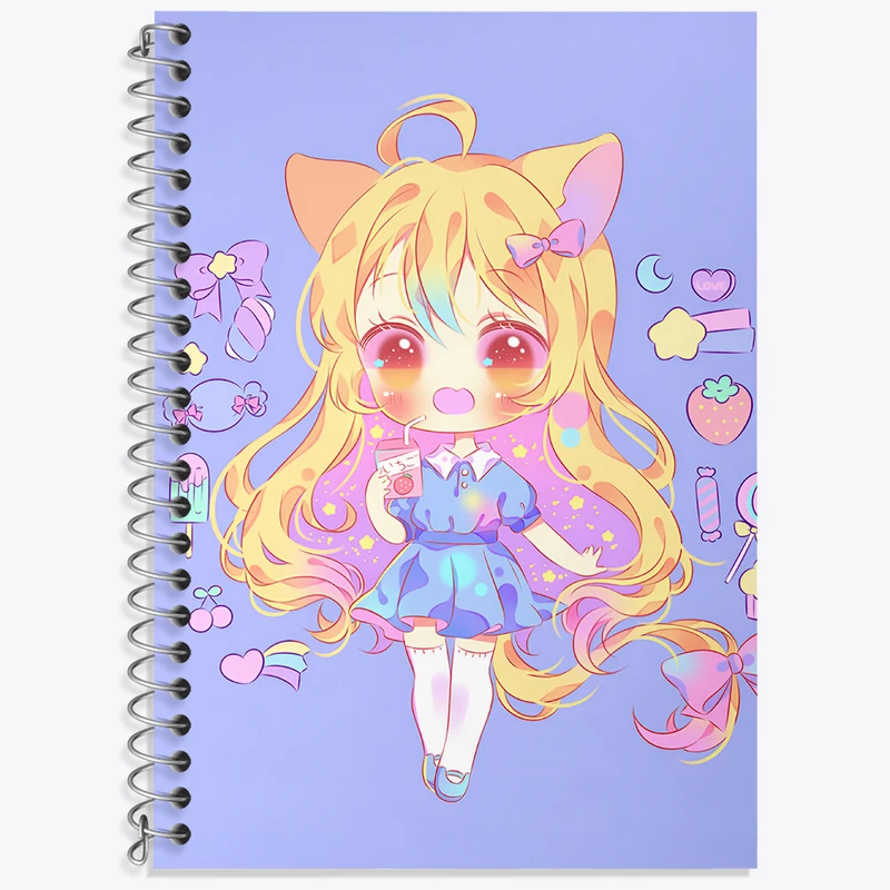 دفتر زبان 50 برگ خندالو مدل دو خط طرح دخترانه کیوت کد N8211