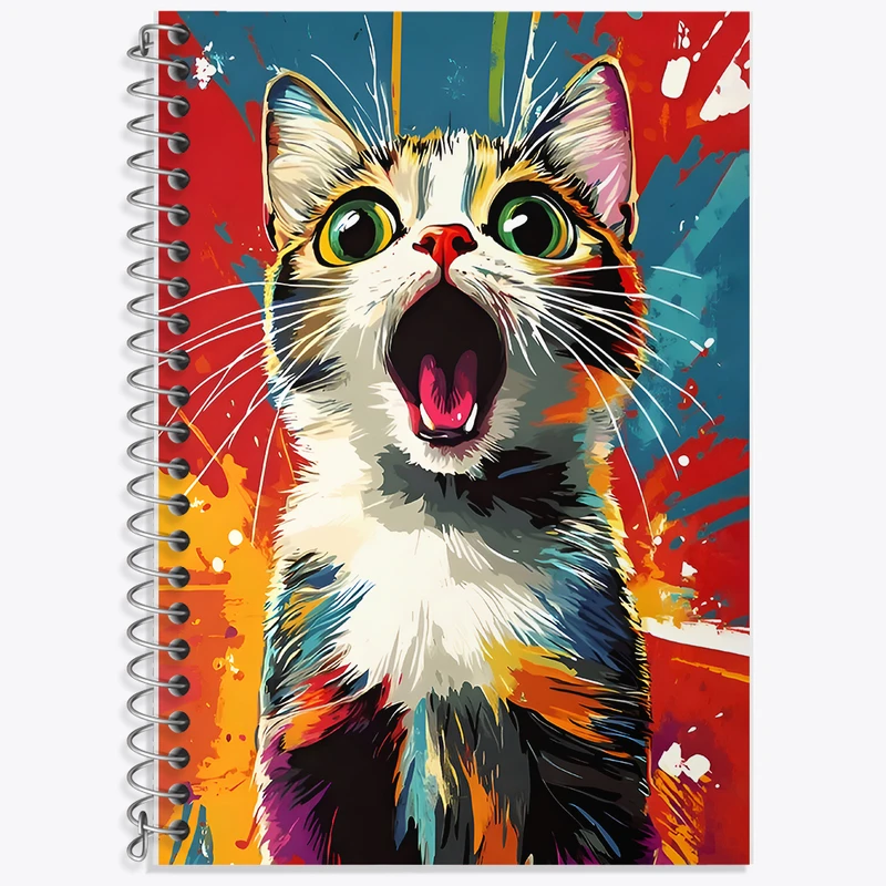 دفتر زبان 50 برگ خندالو مدل دو خط طرح گربه کد F9855