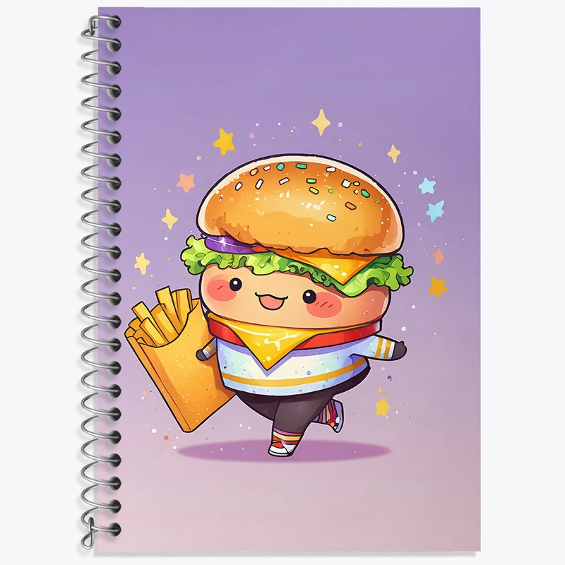 دفتر زبان 50 برگ خندالو مدل دو خط طرح همبرگر توپولو کد N8178