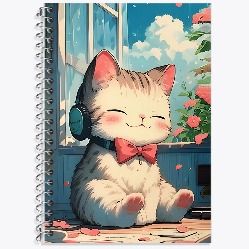 دفتر زبان 50 برگ خندالو مدل سه خط طرح گربه بامزه کد F9282