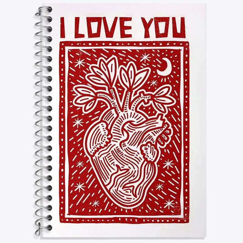 دفتر زبان 50 برگ خندالو مدل دو خط طرح I Love You کد F10121